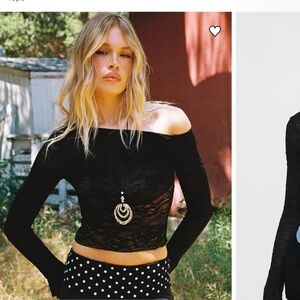 Princess Polly Tiberius lace asymmetrical long sleeve top black